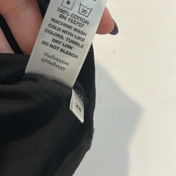 MADHAPPY women’s xs casual baby tee black / white streetwear T-shirt new w/o tag - Picture 6 of 7